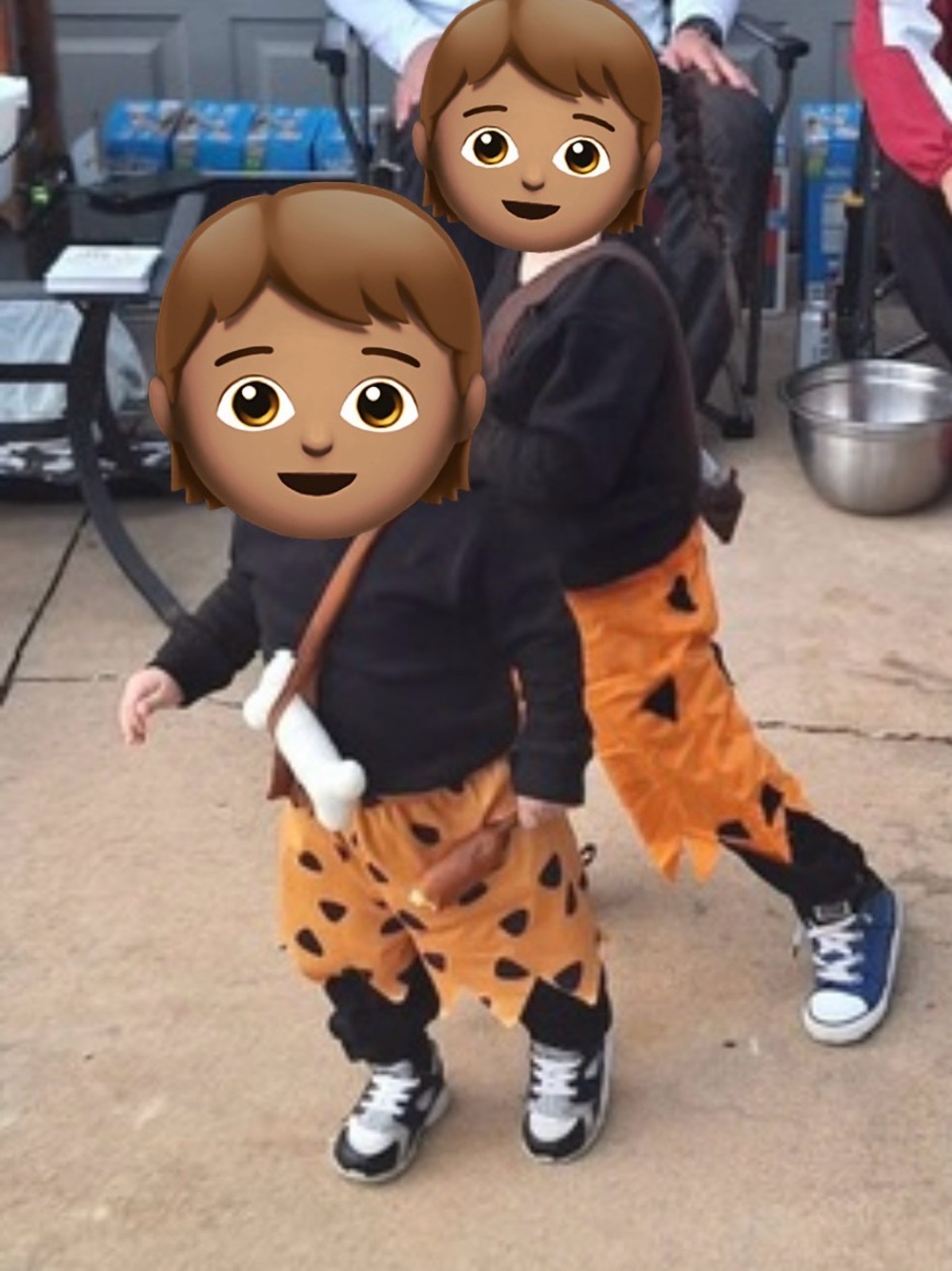 Kids Orange Caveman Costume Set with Bone Accessory - bam bam 2t and 4t